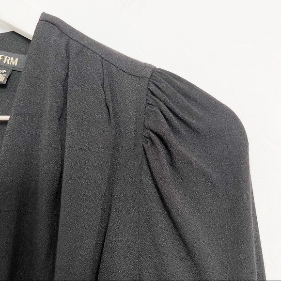 AFRM x REVOLVE avalon puff sleeve deep v-neck mini dress cocktail black small - Picture 6 of 12